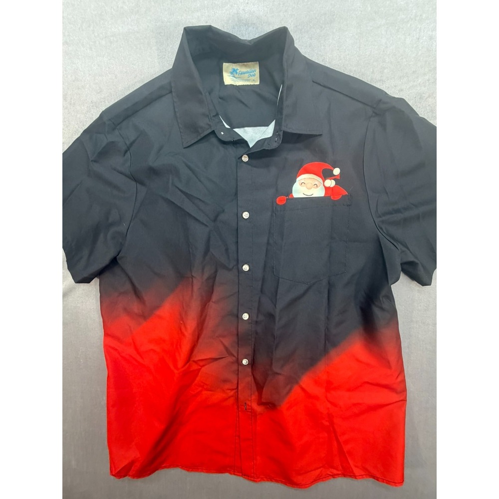 Unbranded Santa Clause Hawaiian Shirt Size XL Black Red - Picture 3 of 9